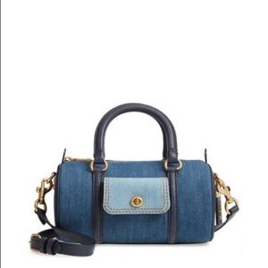 NWT COACH Denim Colorblock Barrel Bag in Blue